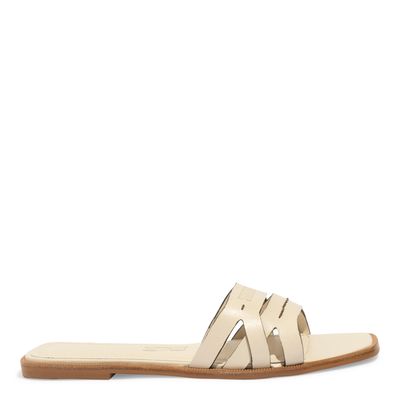 Rasteira Couro Nobre Off White Tiras