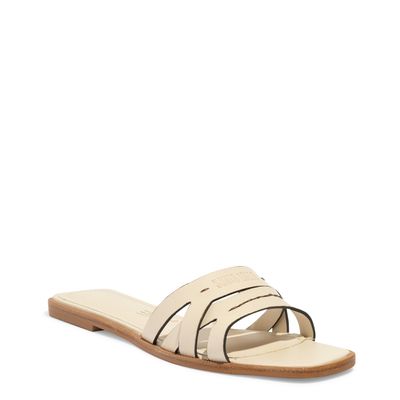 Rasteira Couro Nobre Off White Tiras