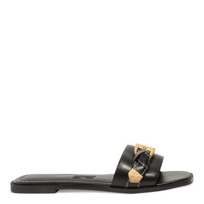 Rasteira Flat Couro Floater Preto