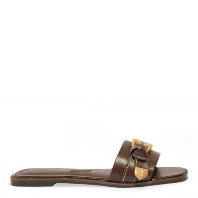 Rasteira Flat Couro Floater Marrom