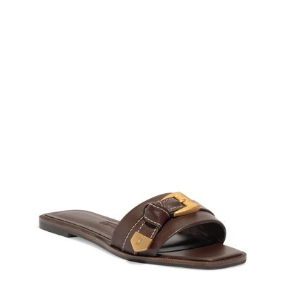 Rasteira Flat Couro Floater Marrom