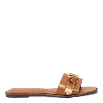 Rasteira Flat Couro Floater Caramelo Escuro