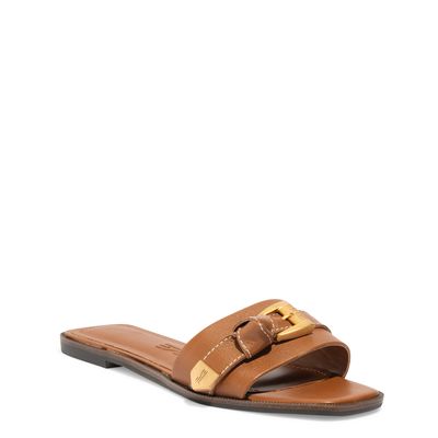 Rasteira Flat Couro Floater Caramelo Escuro