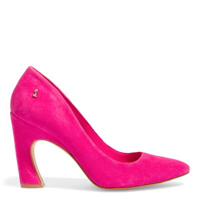 Scarpin Boneca Rosa Pink Camurça Salto Geométrico