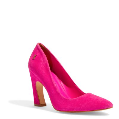 Scarpin Boneca Rosa Pink Camurça Salto Geométrico