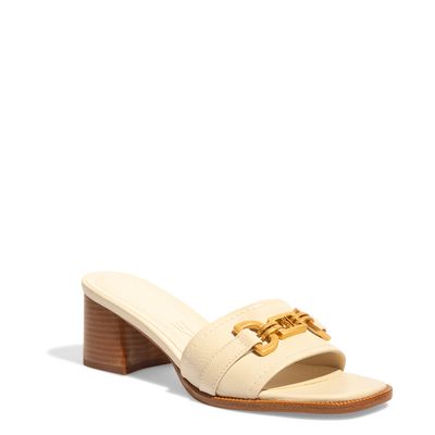 Mule Tamanco Couro Floater Off White Salto Baixo Bloco