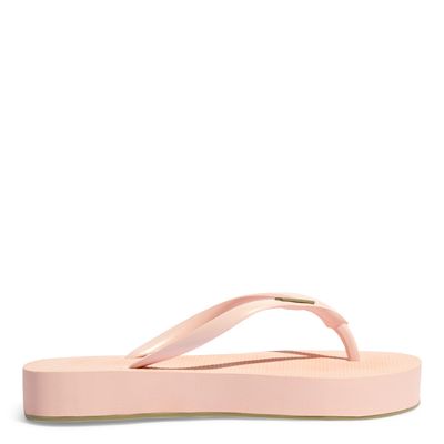 Chinelo Flip Flop Plataforma Borracha Rosa Claro