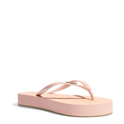 Chinelo Flip Flop Plataforma Borracha Rosa Claro