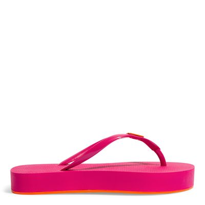 Chinelo Flip Flop Plataforma Borracha Rosa Fúcsia