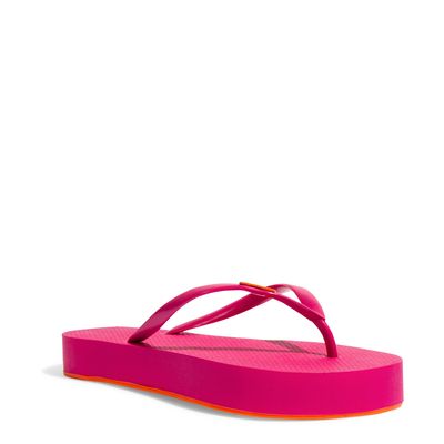 Chinelo Flip Flop Plataforma Borracha Rosa Fúcsia