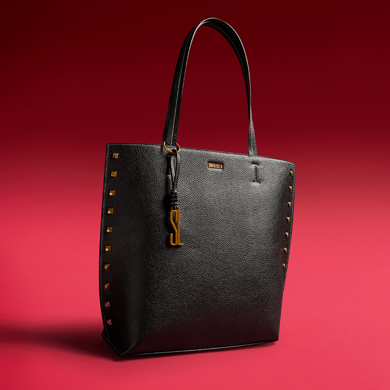 Bolsa-Shopper-Preta-Tachas-Alca-De-Ombro