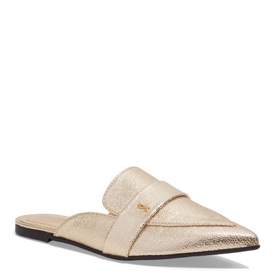 Mule Dourado Metalizado Bico Fino