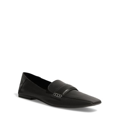 Mocassim Couro Nobre Preto Bico Quadrado