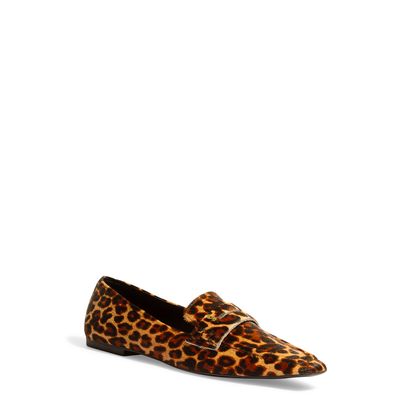Mocassim Couro Anima Print Onça Bico Quadrado