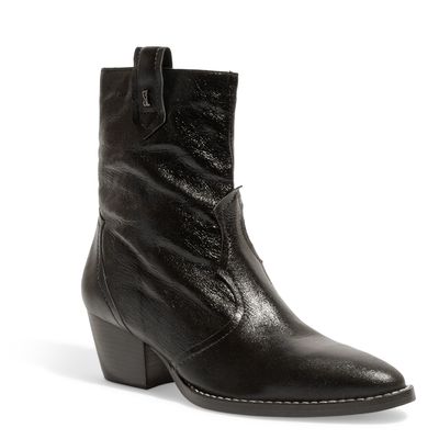 Bota Western Couro Cristal Preto Salto Bloco Baixo