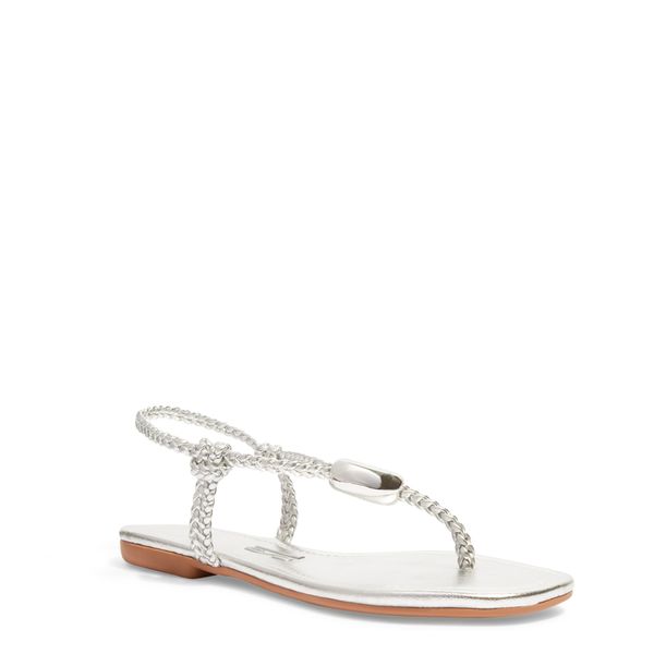 Rasteira Salomé Prata Metalizado Soft Tira Trançada