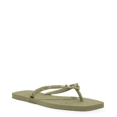 Chinelo Flip Flop Borracha Verde Pistache Bico Quadrado Spikes