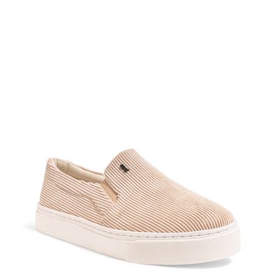 Tênis Slip On Veludo Cotele Bege