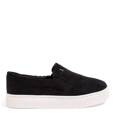 Tênis Slip On Veludo Cotele Preto