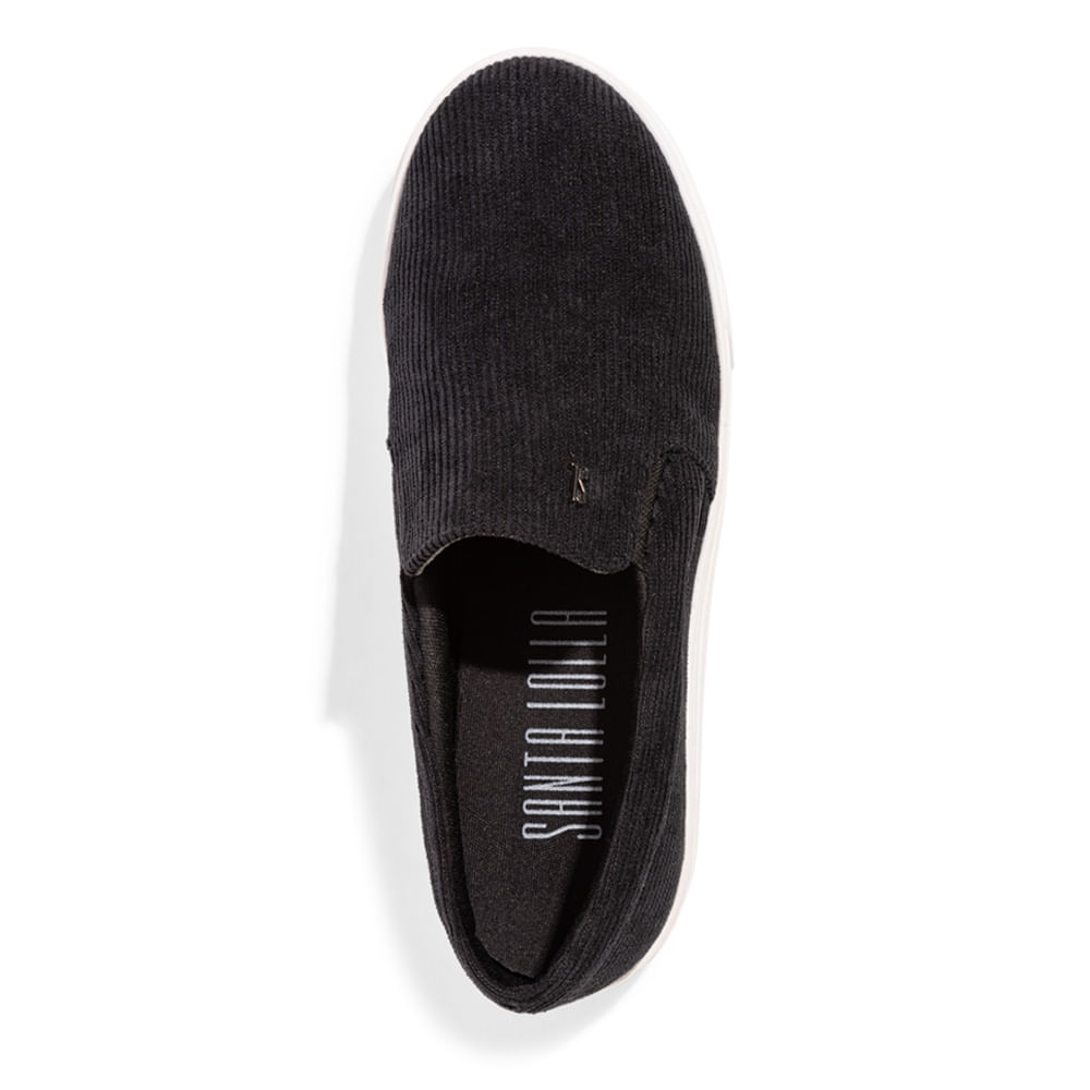 Tênis Slip On Veludo Cotele Preto - Santa Lolla Tênis Slip On Veludo Cotele Preto - Santa Lolla