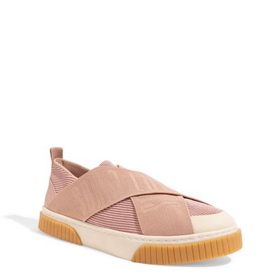 Slip On Flat Tiras Cruzadas Rosa Bico Redondo