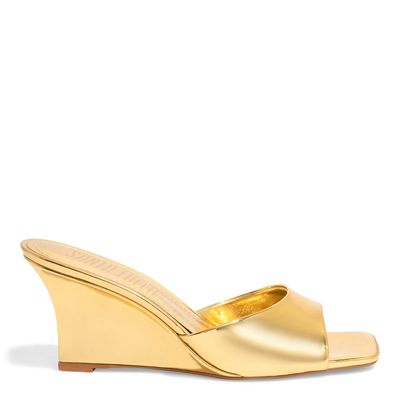 Mule Specchio Dourado Salto Anabela
