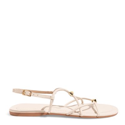 Rasteira off white tiras finas spikes