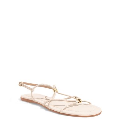 Rasteira off white tiras finas spikes