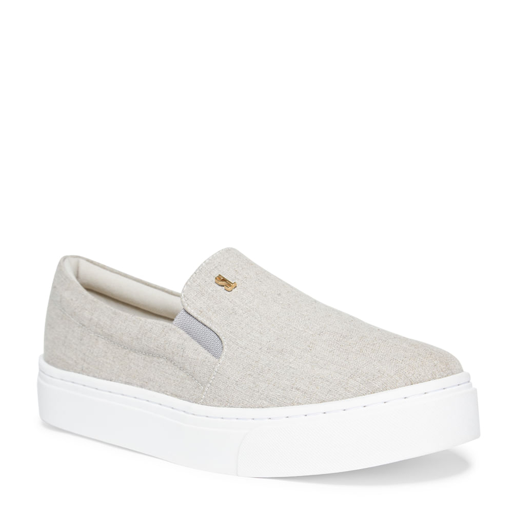 Tênis Slip On Tecido Bege - Santa Lolla