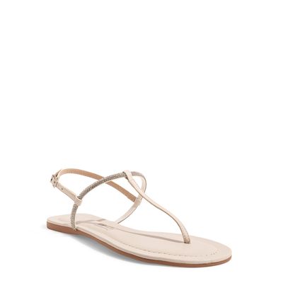 Rasteira Napa Soft Off White Tiras Strass