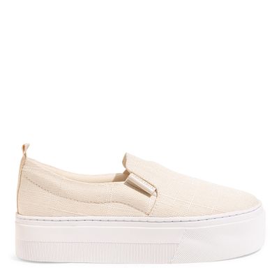 Slip On Flatform Linho Copacabana Off White