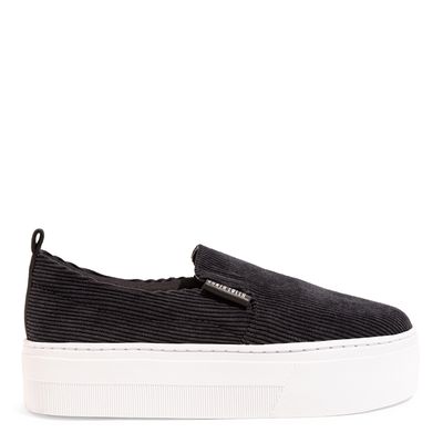 Slip On Flatform Veludo Preto
