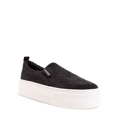 Slip On Flatform Veludo Preto