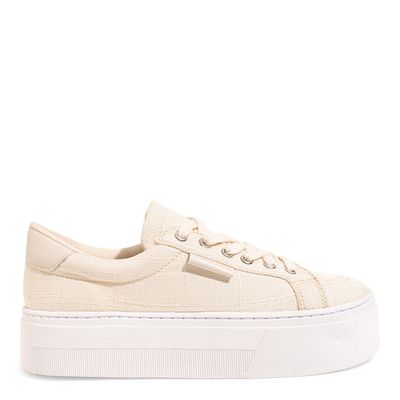 Tênis Flatform linho copacabana off white