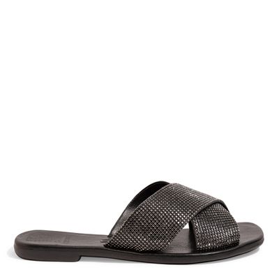 Rasteira Napa Soft Preto Strass