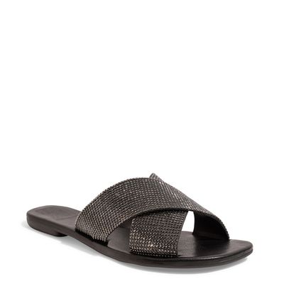 Rasteira Napa Soft Preto Strass