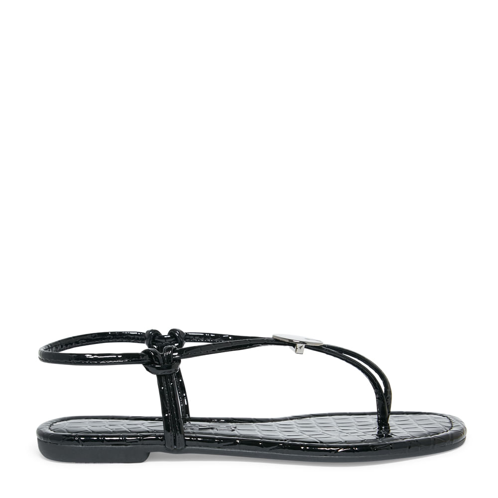 Rasteira Croco Capri Preto Tiras Metal - Santa Lolla