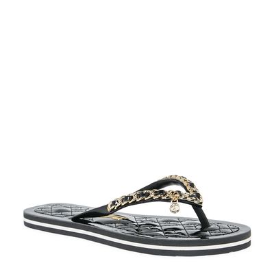 Chinelo Flip Flop Matelassê Verniz Preto