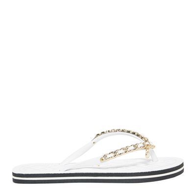 Chinelo Flip Flop Matelassê Verniz Branco