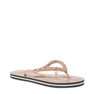Chinelo Flip Flop Matelassê Verniz Bege