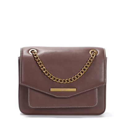 Bolsa Envelope Marrom Alça Tiracolo Corrente
