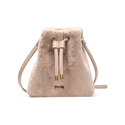 Bolsa Bucket de Pelinho Bege