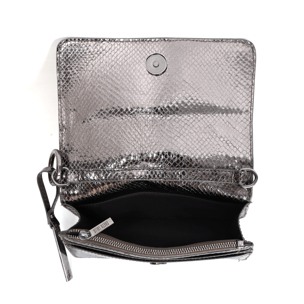 ‪‪Square‪☆ Bolsa Quadrada Cinza Grafite Alça Transversal Corrente