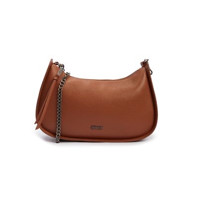 Bolsa Baguete Marrom Alça Corrente