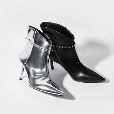 Bota Specchio Prata Metalizado Salto Fino