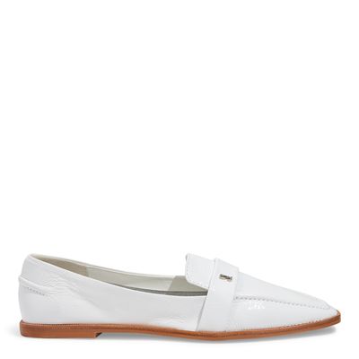 Mocassim Verniz Show Branco Bico Quadrado