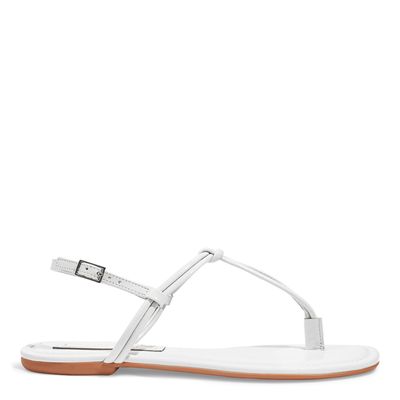Rasteira flat verniz glossy tiras finas branca