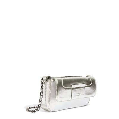 Bolsa Transversal Couro Cristal Prata
