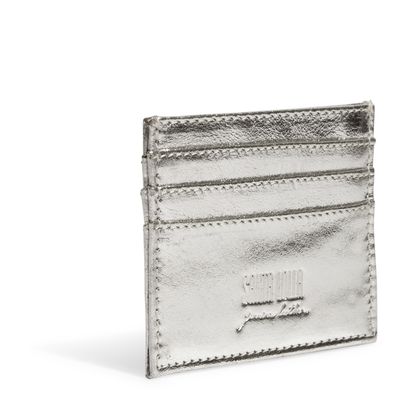 Porta Cartão Couro Cristal Prata
