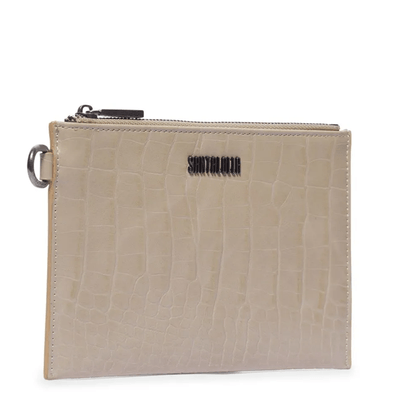 Clutch Croco Bege Alça Fina Spikes